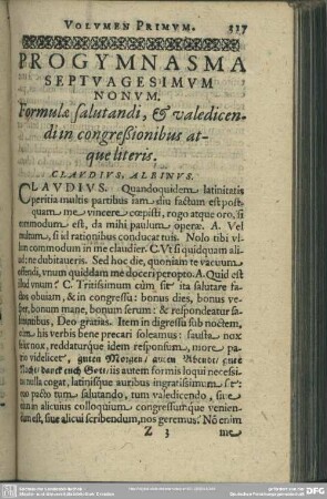 Progymnasma Septuagesimum Nonum. Formulae salutandi, & valedicendi in congreßionibus atque literis