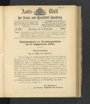 No.268, Dienstag, den 4. November 1919
