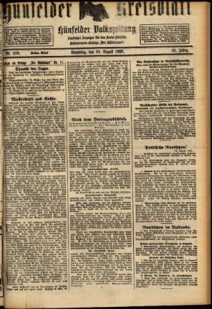 Erste Ausgabe vom Samstag, den 20. August 1927.