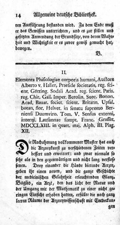 II. Elementa Phisiologiae corporis humani.