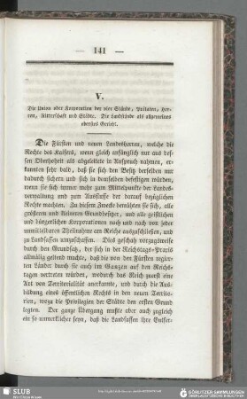 V. Die Union oder Korporation der vier Stände, Prälaten, Herren, Ritterschaft und Städte. Die Landstände als allgemeines oberstes Gericht