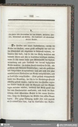 V. Die Union oder Korporation der vier Stände, Prälaten, Herren, Ritterschaft und Städte. Die Landstände als allgemeines oberstes Gericht