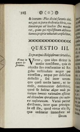 Quæstio III. De præcipuis Religiosorum virtutibus.