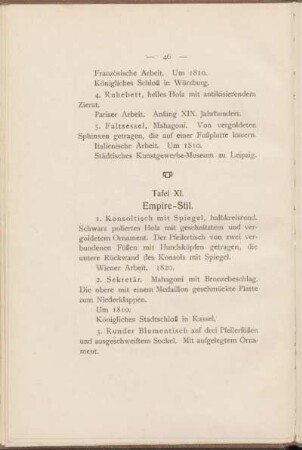 Tafel XI. Empire-Stil.