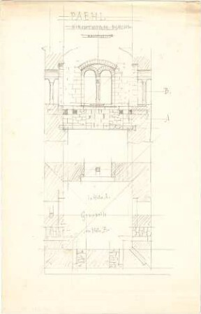 Thiersch, August ; Reiseskizzen - Kirchenturm in Pähl (Grundriss, Detail)