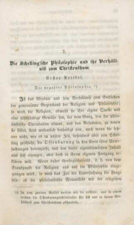 57-88 Die Schelling'sche Philosophie und ihr Verhältniß zum Christenthum : erster Artikel: die negative Philosophie