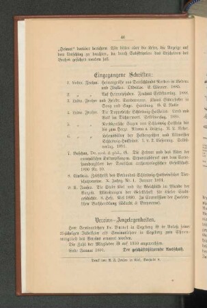 Eingegangene Schriften: