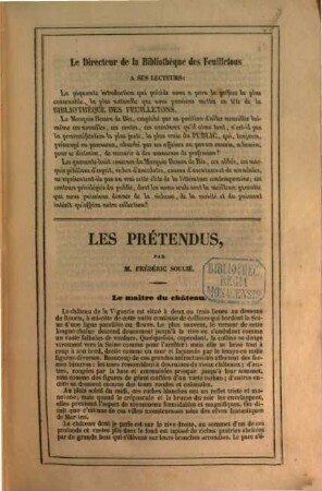Nouvelle Bibliothèque des feuilletons : Recueil de romans, nouvelles et feuilletons. (Titel der einzelnen Hfte.: La Bibliothèque des feuilletons.), 1