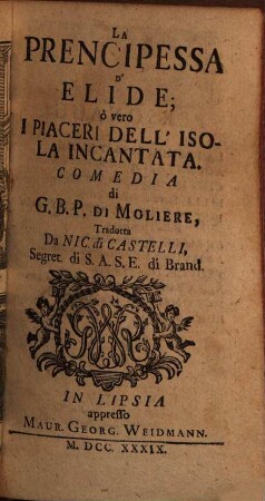 Le Opere Di G. B. P. Di Molière : Divise in quattro Volumi, ed arrichite di bellissime Figure, 2