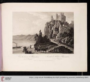 Ansicht des Schloßes Rheinstein unweit Bingen/Vue de château de Rheinstein près de Bingen