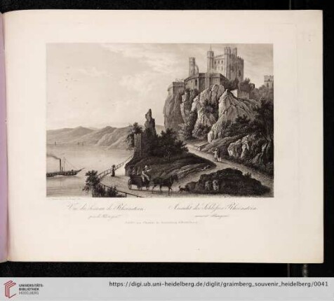 Ansicht des Schloßes Rheinstein unweit Bingen/Vue de château de Rheinstein près de Bingen