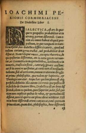 Ioachimi Perionii ... De Dialectica : libri tres