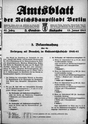 2. Sonderausgabe, 13. Januar 1941