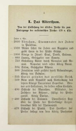I. Das Mittelalter. Von der Entstehung der ältesten Reiche bis zum Untergange des weströmischen Reiches 476 n. Chr.