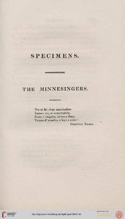 Specimens: The Minnesingers