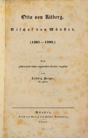 Otto von Ritberg : Bischof von Münster, (1301 - 1308)