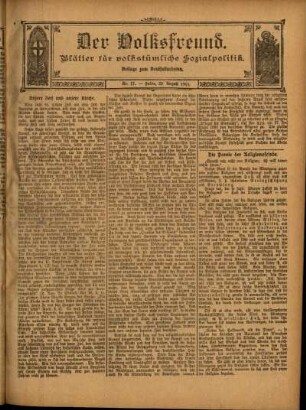Ausgabe vom Sonntag, den 20. August 1911.