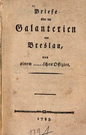 Briefe über die Galanterien von Breslau