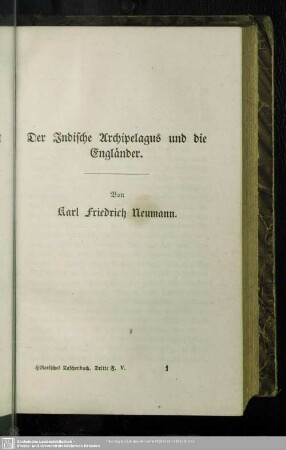 Der Indische Archipelagus und die Engländer