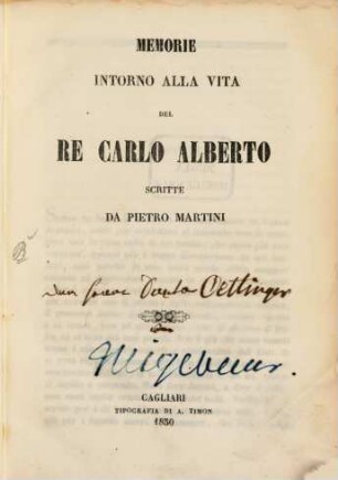 Memorie intorno alla vita del Re Carlo Alberto