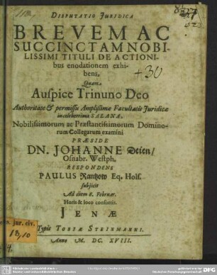 Disputatio succinctam tituli de actionibus