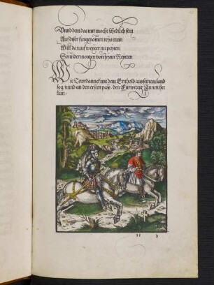 Wie Tewrdannck mit dem Ernhold aus seinem land zog/ unnd an den ersten pass/ den Fürwittig Innen het kam.