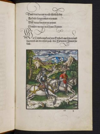 Wie Tewrdannck mit dem Ernhold aus seinem land zog/ unnd an den ersten pass/ den Fürwittig Innen het kam.