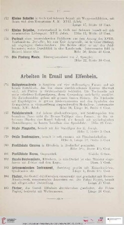 Arbeiten in Email und Elfenbein (Nr. 176 - 185)