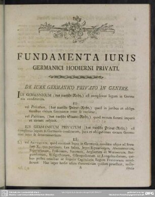 De Iure Germanico Privato In Genere