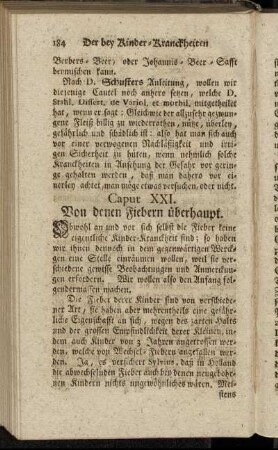 Caput XXI. Von denen Fiebern überhaupt.