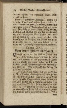 Caput XXI. Von denen Fiebern überhaupt.