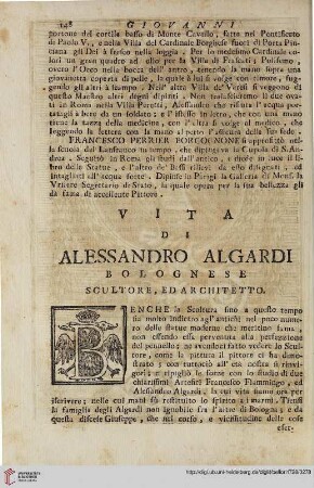 Vita di Alessandro Algardi Bolognese scultore, ed architetto