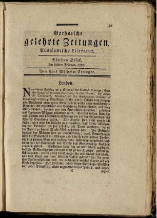 Fünftes Stück, den dritten Februar, 1787.