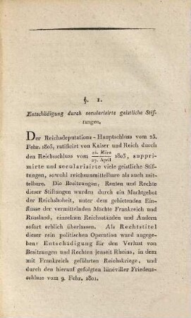 Das Occupationsrecht des landesherrlichen Fiscus : im Verhältniss zu den Besitzungen, Renten und Rechten, welche den secularisirten, als Entschädigung gegebenen geistlichen Stiftungen in fremdem Gebiete zustanden
