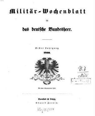 Militär-Wochenblatt für das deutsche Bundesheer. 1. 1860