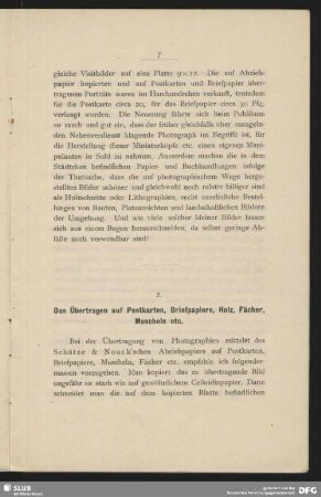2. Das Übertragen auf Postkarten, Briefpapiere, Holz, Fächer, Muscheln etc.