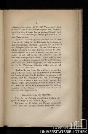 Zusammensetzung des Glycerins