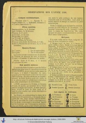 Observations sur l'année 1906.