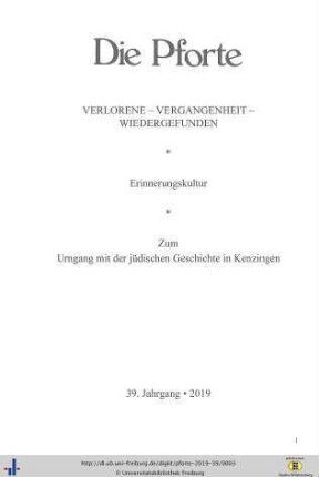 39. Jahrgang: Die Pforte