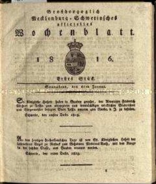 Mecklenburgisch-Schwerinische Staatszeitung, Jg. 1816