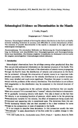 Seismological evidence on discontinuities in the mantle