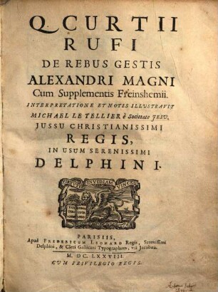 Q. Curtii Rufi De rebus gestis Alexandri Magni