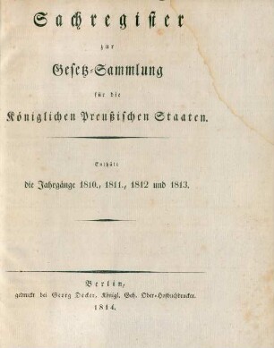 1.1810/13: Gesetz-Sammlung für die Königlichen Preußischen Staaten