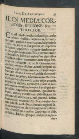 II. In Media Corporis Regione seu Thorace.