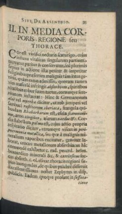 II. In Media Corporis Regione seu Thorace.