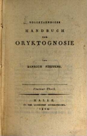 Vollständiges Handbuch der Oryktognosie. 4