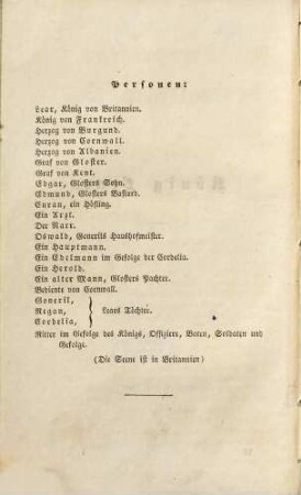 Shakspeare's dramatische Werke, 11. König Lear. Troilus und Cressida. Ende gut, Alles gut