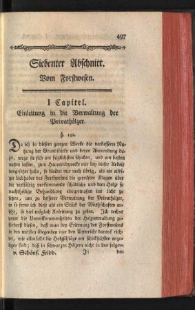 Siebenter Abschnitt. Vom Forstwesen