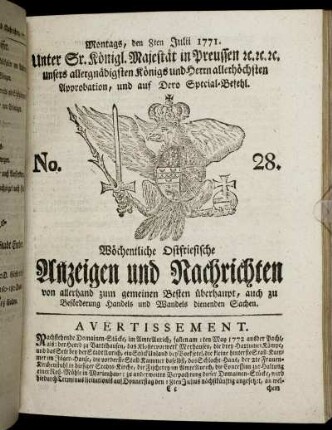 No. 28. Montags, den 8ten Julii 1771.