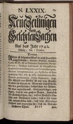N. LXXIX. Leipzig, den I October. - N. LXXXVII. Leipzig, den 29 October.